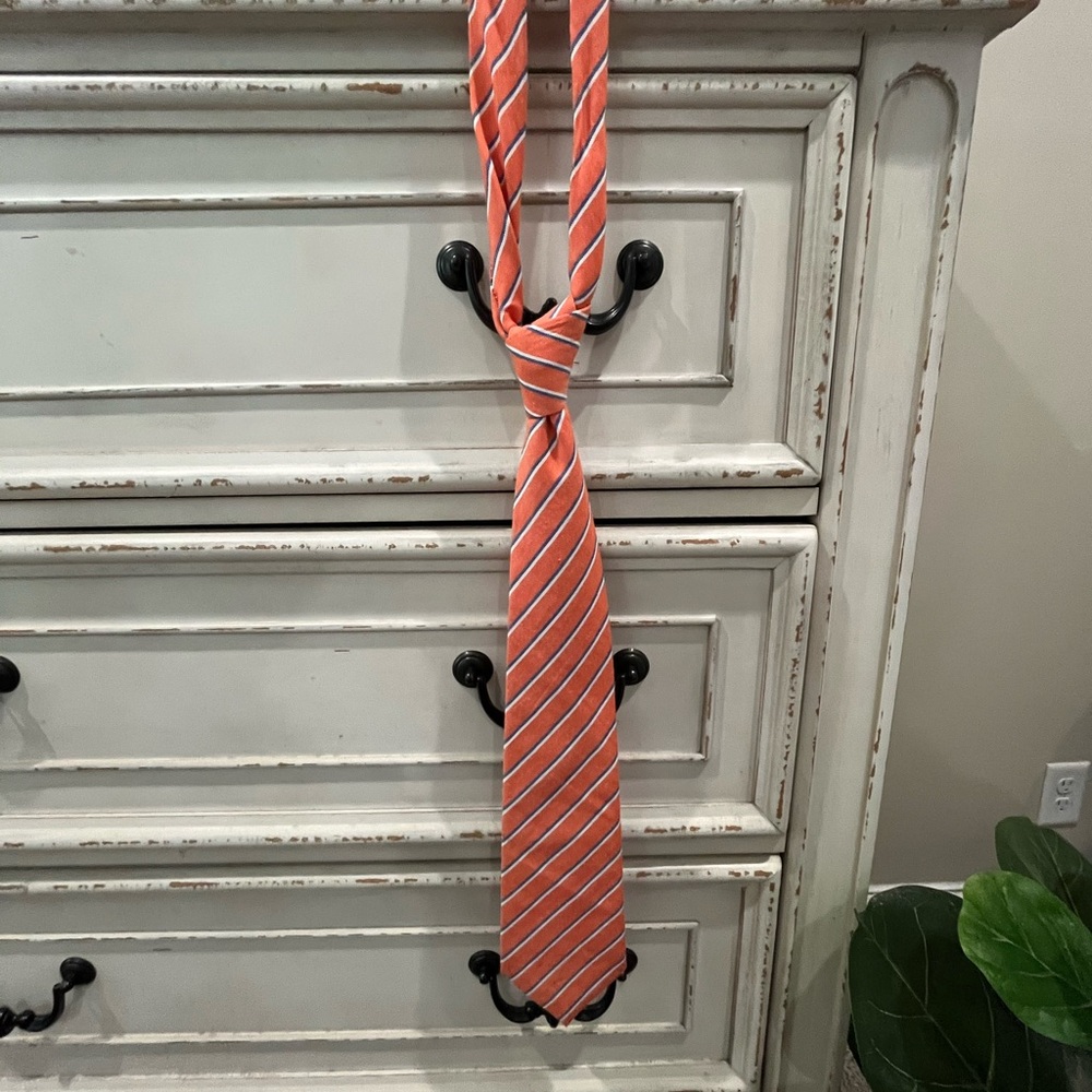 Tailor Vintage Orange and White Linen Tie